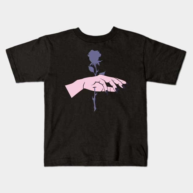 Hand & rose. Kids T-Shirt by candelanieto